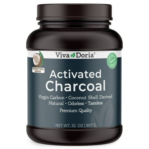Viva Doria Virgin Activated Charcoal Powder, Coconut Shell Derived, Food Grade, 20 Oz