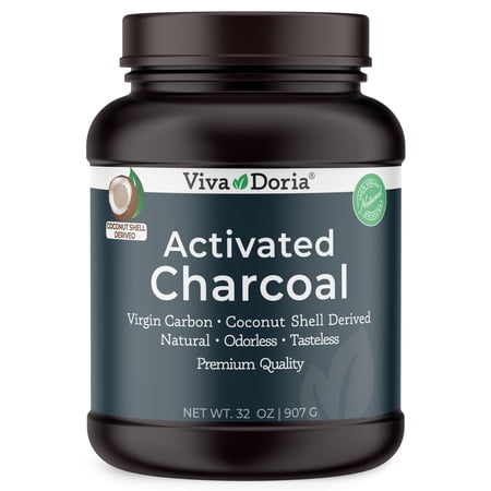 Viva Doria Virgin Activated Charcoal Powder, Coconut Shell Derived, Food Grade, 20 Oz