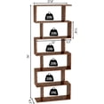 thumbnail image 4 of YKITRD Geometric Bookcase, Bookshelf 6-Tier S Shaped Book Shelves for Bedroom, Modern Wood Decorative Display Shelf Tall Book Case for Home Office, Rustic Brown, 4 of 10