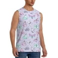 thumbnail image 2 of Balery Purple Butterfly Men's Sleeveless Muscle Shirts Workout Tank Top, Moisture Wicking, Odor Protection-X-Large, 2 of 8