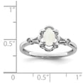 thumbnail image 3 of 925 Sterling Silver Polished Simulated Opal and Diamond Ring Size 6 2mm Wide Ring for Women, 3 of 5