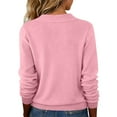 thumbnail image 3 of Lumtrix Women's 2026 V Neck Sweater Long Sleeve Fashion Knitted Pullover Fall Sweaters Tops Loose Collared Shirt Pink S, 3 of 5