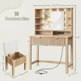 thumbnail image 6 of Enhomee Makeup Vanity with Mirror and 3 Color Lights, Vanity Desk with Charging Station for Bedroom, Oak, 6 of 10