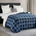 thumbnail image 3 of Elegant Comfort Reversible Buffalo Plaid Flannel Sherpa Blanket - Soft Fleece Throw for Couch or Bed - Plush Warm Winter Blanket, Queen, Blue, 3 of 5