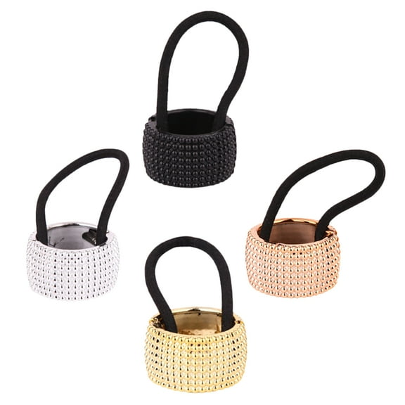 4 Pcs Ponytail Button Elastic Cuffs Clips for Hair Ribbon Miss
