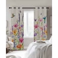 thumbnail image 4 of Watercolor Flowers Blackout Curtains for Bedroom Living Room Darkening Curtains 63 Inches Long Country Colorful Floral Bird Butterfly Window Curtain 2 Panels Set Window Treatment Drapes 42"x63", 4 of 9