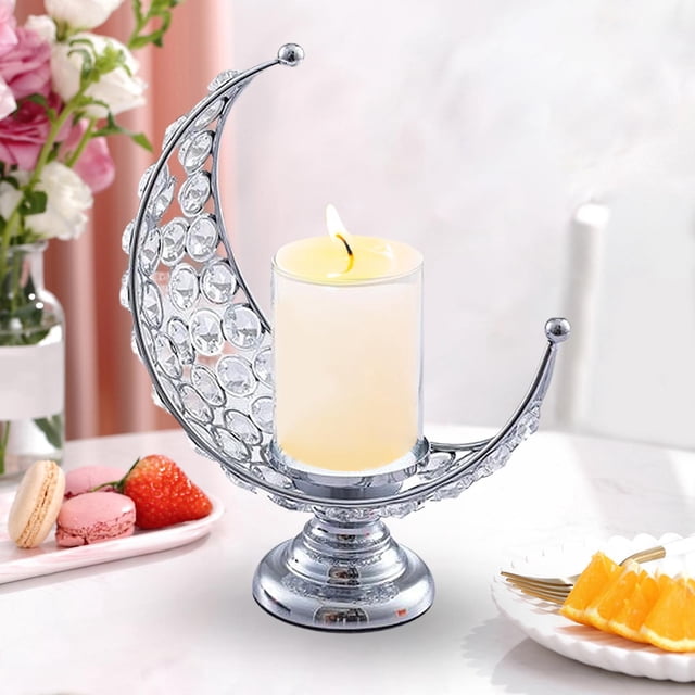 Candelabro en forma , soporte para vela, comedor, fiestas decorativas, decoración de mesa, adornos para dormitorio, soporte para luz de té Plata