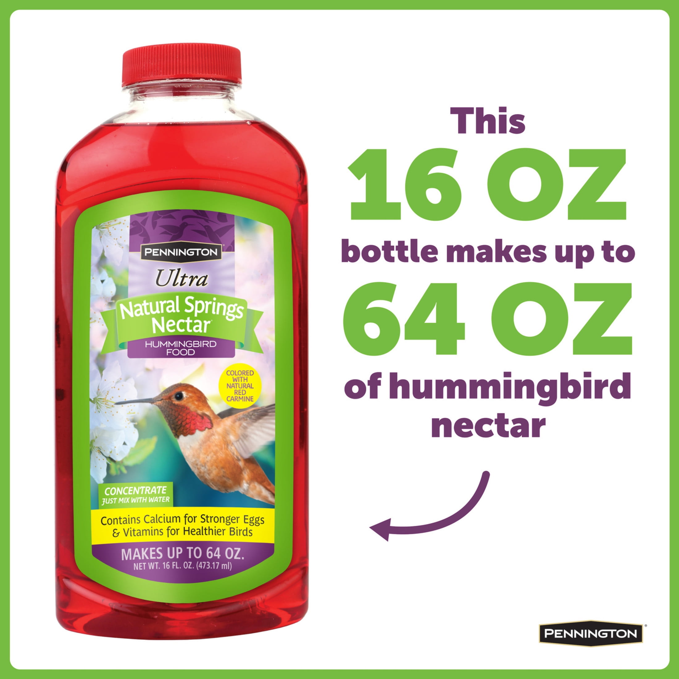 (2 pack) Pennington Hummingbird Nectar, No Artificial Dye, Concentrated Sweet Hummingbird Food Liquid, 16 oz, 1 Pack, All Lifestages