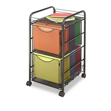 Safco Onyx Mesh Mobile Double File, One-Shelf, 15.75w x 17d x 27h, Black
