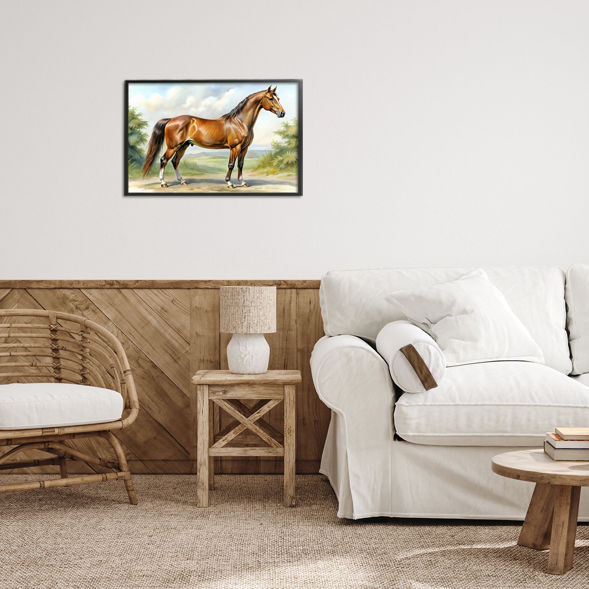 Stupell Industries Majestic Horse in Pastoral Landscape Black Framed Giclee Art, design by Creative Studio