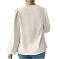 thumbnail image 4 of Nnhblu Chiffon Blouses for Women Dressy V Neck Long Sleeve Womens Casual Tops Draped Beige, 4 of 4