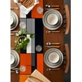 thumbnail image 2 of Burnt Orange Table Runner Cotton Linen 90 Inch Holiday Dresser Scarves, Geometric Abstract Art Aesthetic Tablerunner for Kitchen Coffee Dining Bedroom Home Living Room Dinner Scarf Décor 13''x90'', 2 of 9