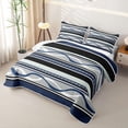 thumbnail image 3 of jejeloiu Nautical Striped Twin Quilt Set,Wave Print Twin Coverlet Set For Boys,Blue Gray,2-Piece, 3 of 7