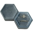 thumbnail image 3 of Velvet Treasures Engagement Ring Box, Double Slots Vintage Hexagon Wedding Jewelry Box for Ceremony, Display & Storage, Light Blue, 3 of 3