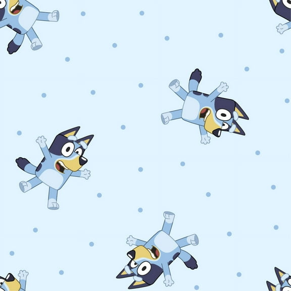 Fleece Bluey Polka Dot Kids Children's Dogs Characters Blue Fleece Fabric Print by the Yard (81587-A62078)