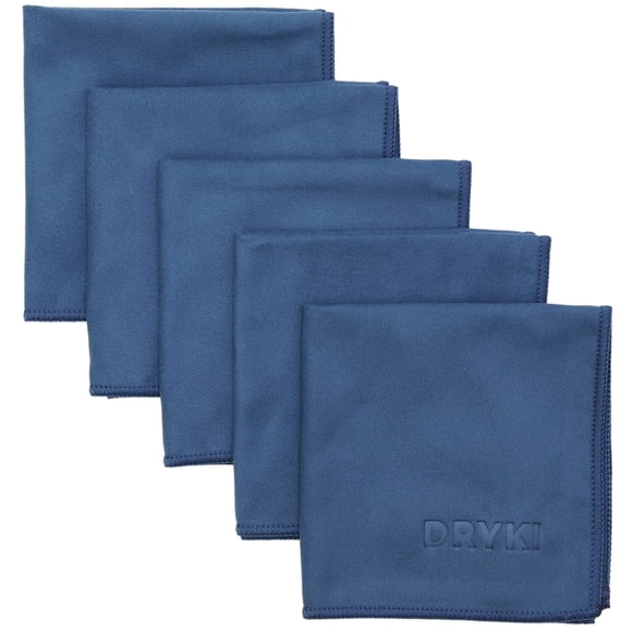 DRYKI Pañuelos absorbentes del sudor: los pañuelos deportivos originales de microfibra para absorber el sudor de las manos, la cara y el cuerpo (azul costero, paquete de 5)