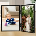 thumbnail image 3 of GHOJET Double Picture Frame 7 x 5Inch Metal Hinged 2 Photos Frame Desk Picture Frame with Glass Folding Photo Frames Vertical with Real Glass Front Tabletop Vertical Frame for Wedding Family Pictures, 3 of 8
