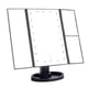 thumbnail image 1 of Espejo de maquillaje LED con luces, aumento de 3 lados, plegable, 22 cuentas luminosas, USB, belleza para escritorio, negro, 1 of 12