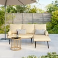 thumbnail image 3 of Outdoor Patio Furniture Set, Asofer Wicker Rattan L-Shaped Conversation Sectional Sofa Set with Thick Cushions & Table, Beige, 3 of 7