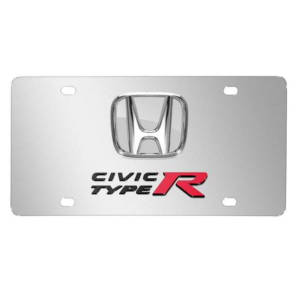 Honda Civic Type-R 3D Chrome Logo Dual Chrome Stainless Steel License Plate