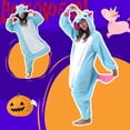 thumbnail image 6 of Veyryth Unisex Blue Unicorn Adult Onesie Pajamas, Polar Fleece Animal Pajamas，One-Piece Sleepwear for Men and Women Size L, 6 of 7