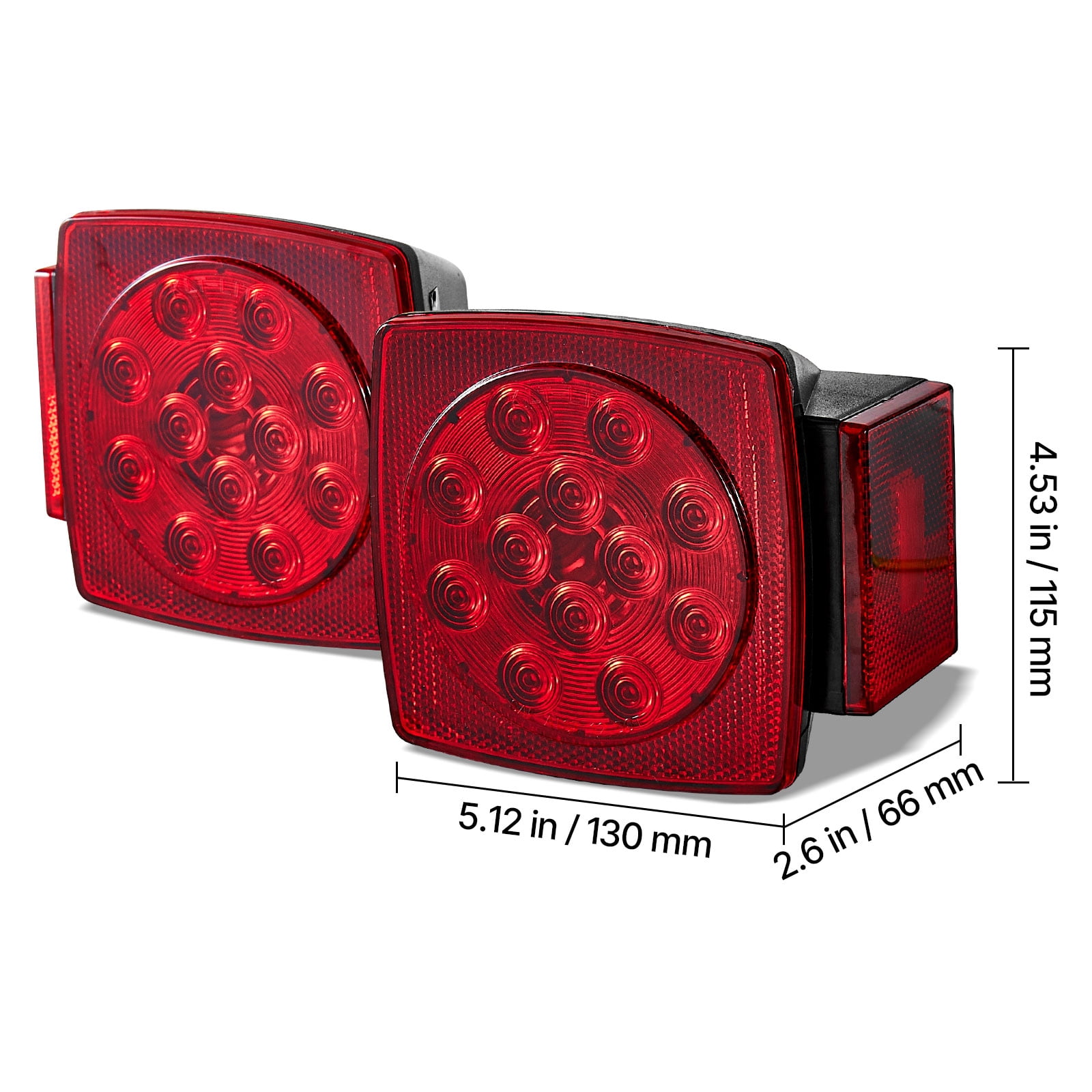 KFFKFF 12V LED Trailer Tail Lights Kit with Stop, Brake, Turn, and License Plate Lamps, Waterproof Tow Lighting System with Wiring Harness for Boats, Trucks, Campers, RVs, and Snowmobiles
