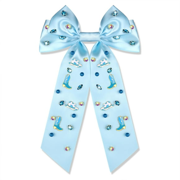 Lazos para el pelo occidental para mujer, Howdy Cowgirl, pinzas para el pelo, sombrero de vaquero, botas, cintas para el pelo, pasadores con joyas, lazos para el pelo de color rosa grande, accesorios