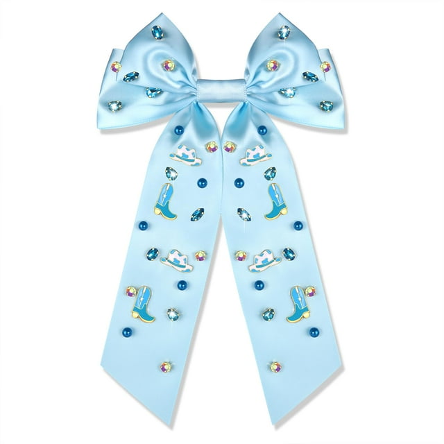 Lazos para el pelo occidental para mujer, Howdy Cowgirl, pinzas para el pelo, sombrero de vaquero, botas, cintas para el pelo, pasadores con joyas, lazos para el pelo de color rosa grande, accesorios