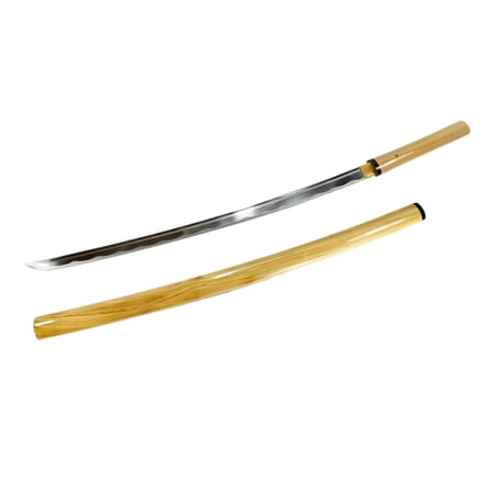 makoto handmade sharp japanese samurai shirasaya katana sword w/ high gloss wood saya