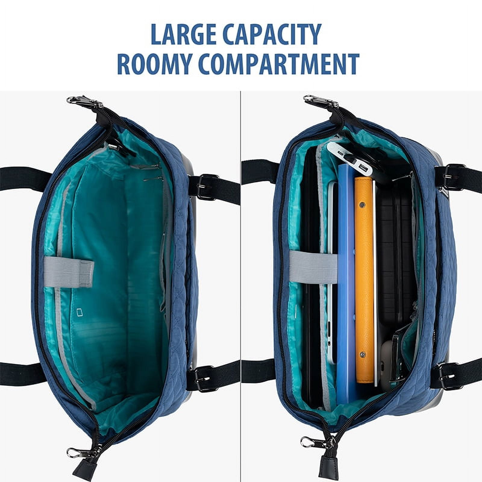 KROSER Laptop Tote Bag 15.6" Computer bag Shoulder Bag Women Handbag (Quilt)-Blue