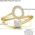 thumbnail image 2 of GHSDFBB Initial Letter Ring for Women Girls Gold Stackable Alphabet Rings with Initial Adjustable Crystal Inlaid Initial Rings Bridesmaid Gift, 2 of 6
