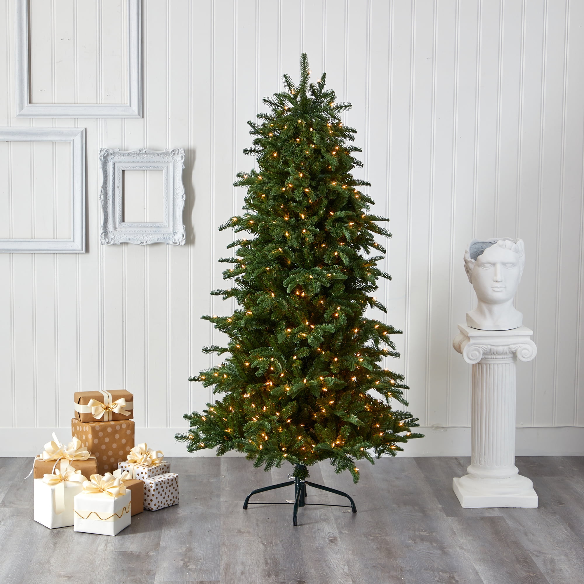 Nearly Natural Clear Prelit 450 LED Green Floral South Carolina Fir Artificial Christmas Tree