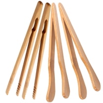 Raindrops Bamboo Kitchen Tweezers for Safe and Handling Light Brown Heat Resistant 4Pcs