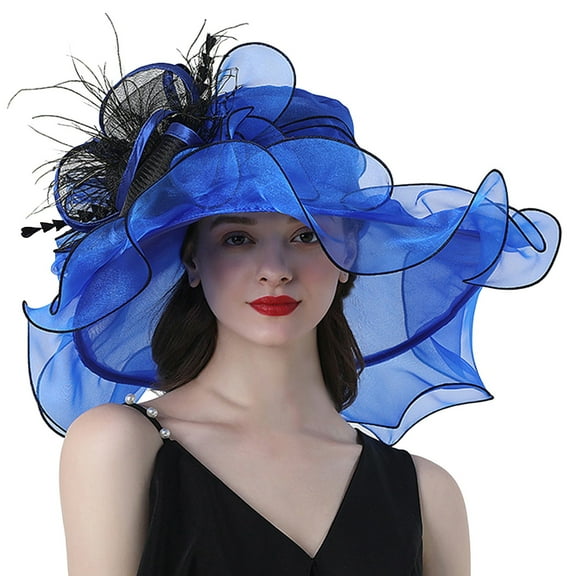 GZEFJRQM Organza Hat For Women Wide Brim Sun Church Derby Hats For Wedding Tea Party Hat, Horse Race, Wedding, Cocktail, Garden Party, Gatsby Party, Race,Dual-Use