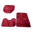 thumbnail image 2 of Juego de 3 alfombrillas de baño, tapa de inodoro, diseño elegante, juego de inodoro de tres piezas. rojo, 2 of 9