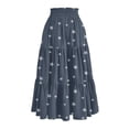 thumbnail image 5 of Yucgh Women's High Waisted Midi Skirt with Drawstring, Floral Pleated Tiered Summer Skirt, Lightweight Flowy Beach Skirt for Casual Wear,Navy,XL, 5 of 5