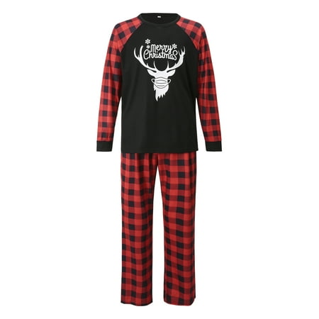 

Ehfomius Christmas Parent-Child Pajamas Pullover Jumpsuit Plaid Pants