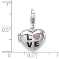 thumbnail image 5 of Sterling Silver Amore La Vita Polished 3-D Enameled LOVE Heart Locket Charm Pendant Charm Pendant with Fancy Lobster Clasp, 5 of 5