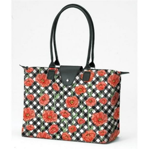 Joann Marrie Designs NF3PC Long Handle Fold-Up Bag - Poppy Chic- Pack of 2