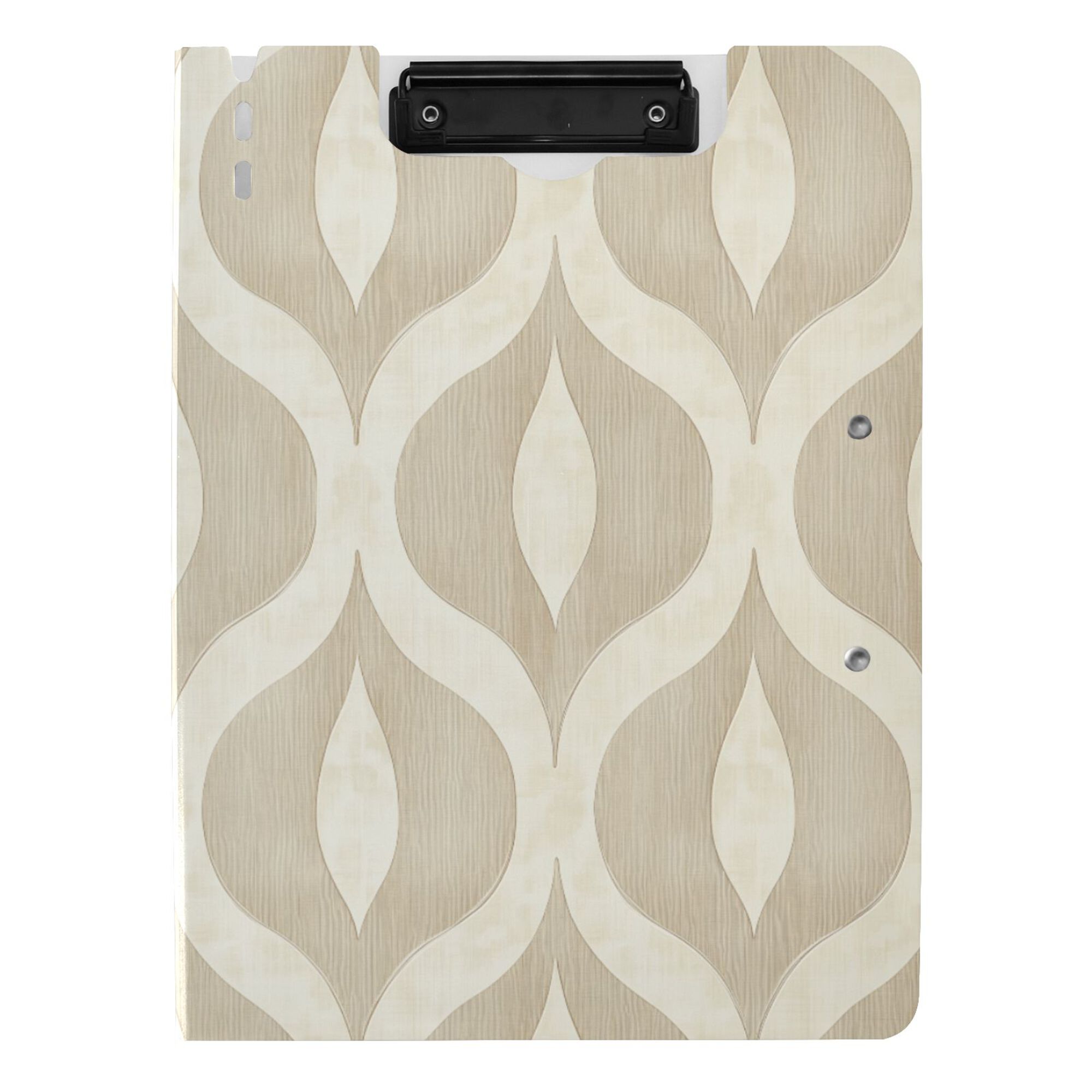 FORMRS A4 Clipboard Folder with Pen Holder Horizontal Foldable School Office Binder, Light Brown Pattern