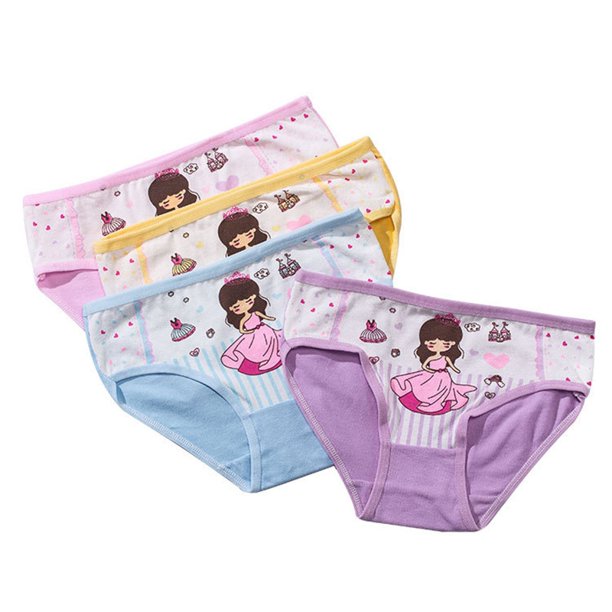 4 Uds. De cajas de dibujos animados para niñas, ropa interior de algodón para niños, bragas con estampado bonito, bragas cortas para niños, calzoncillos para niñas, calzoncillos de talla 2T-10T Deng Xun unisex