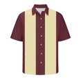thumbnail image 2 of Wancir Men's Vintage Bowling Shirts 1950s Casual Short Sleeve Button Up Contrast Shirt Summer Color Block Cuban Shirts, 2 of 5