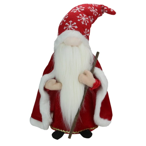 Northlight Snowflakes Santa Gnome with Cape Christmas Figure - 14.5" - Red and White
