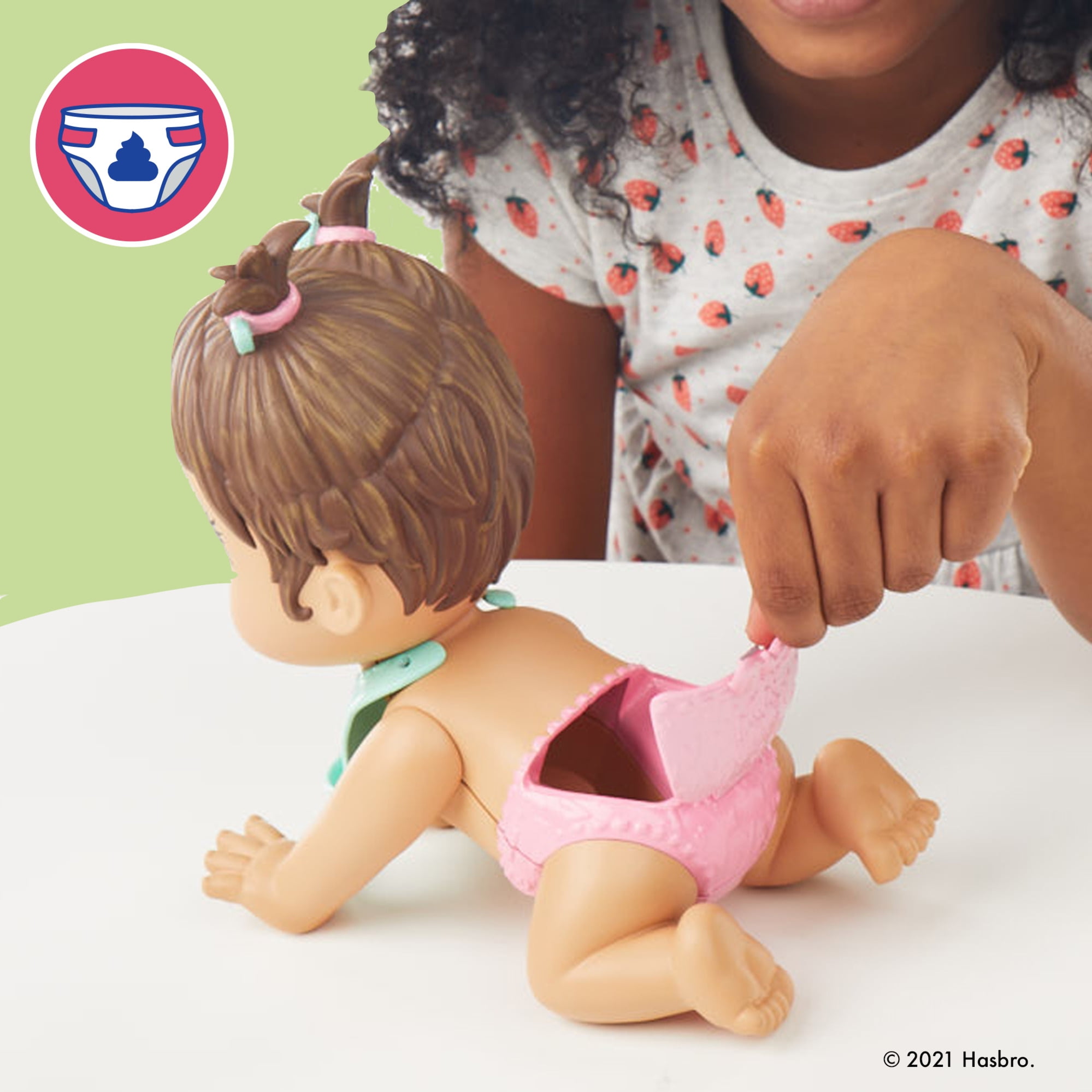 Baby Alive Lil Snacks 8 Inch Doll Brown Hair Green Eyes Kids Toy