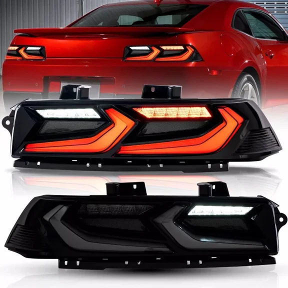 VLAND LED Tail Lights Smoked Lens For 2014-2015 Chevrolet Chevy Camaro Rearlamps