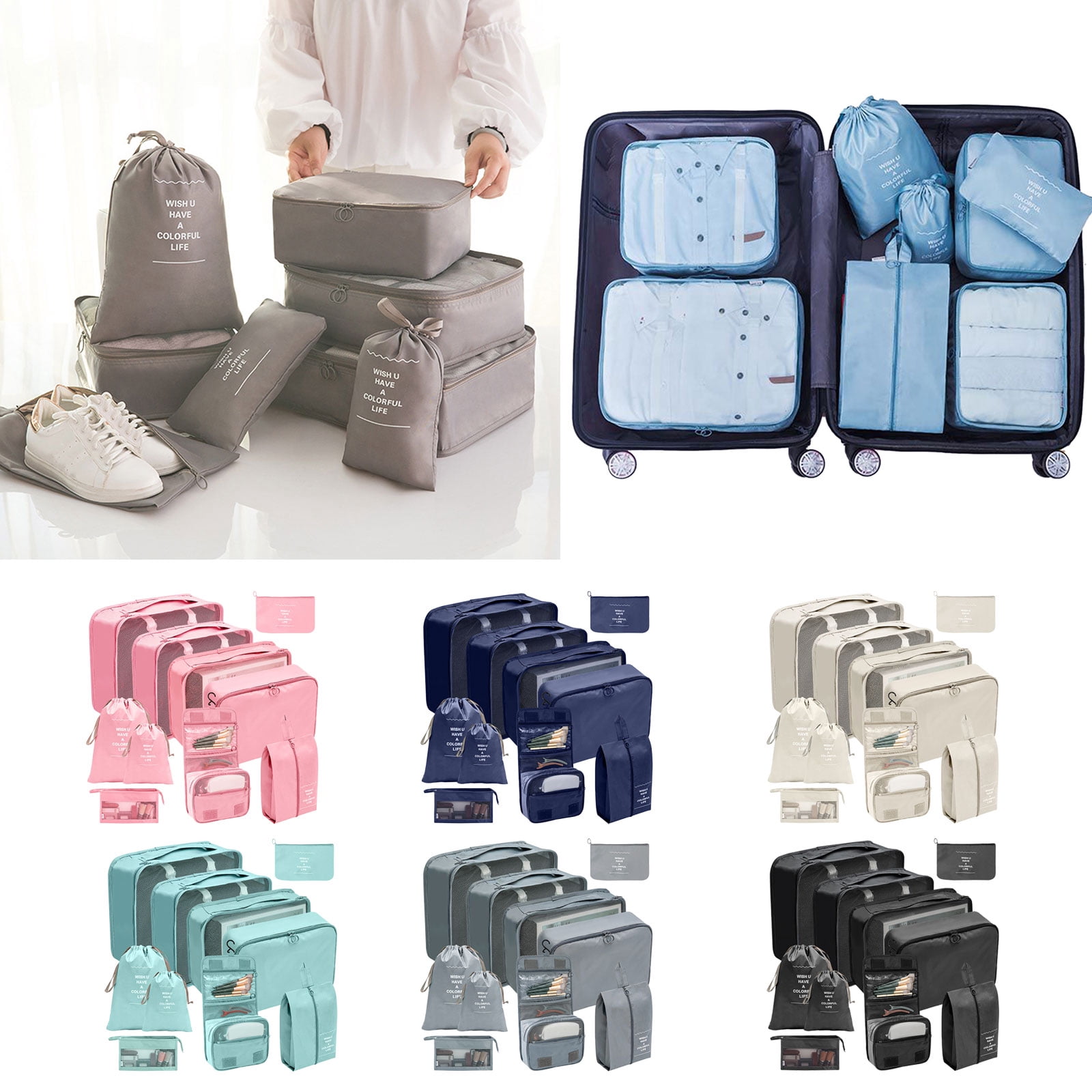 Packing Cubes for Suitcases 10Pcs Luggage Organizers Bags for Travel Waterproof Packing Cube Storage Bags for Suitcases