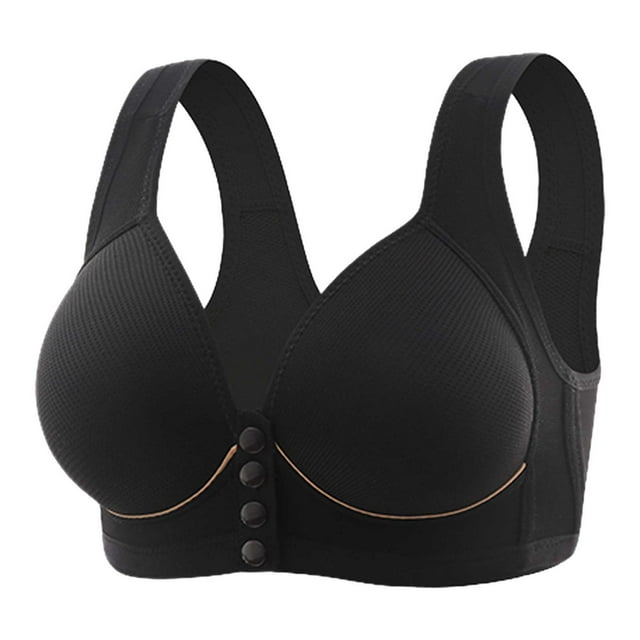 MKLEKYYFront Closure Bra Women's Front Side Buckle Lace Edge without Steel Ring Movement Seamless Gathering Adjustment Yoga Sleep Large Bra