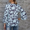 thumbnail image 4 of Blusa de manga acampanada Informal Estampado de leopardo Elegante Ajuste holgado Cuello redondo Blusas sueltas, 4 of 6