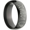 thumbnail image 3 of 8mm Half-Round Black Zirconium Ring with "Cowboy Up" Laser Design, 3 of 3