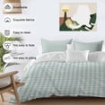 thumbnail image 3 of King 4 Piece Bedding Set Retro Ombre Blue Green Plaid Soft Breathable Duvet Cover and Pillowcase, Retro Linen Texture Duvet Cover Set Bed Sheets for Bedroom Dormitory Guest Room, 3 of 9